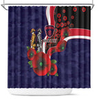 Melbourne Demons ANZAC Personalised Shower Curtain Lest We Forget Poppy Camo