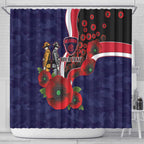 Melbourne Demons ANZAC Personalised Shower Curtain Lest We Forget Poppy Camo