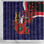 Melbourne Demons ANZAC Personalised Shower Curtain Lest We Forget Poppy Camo