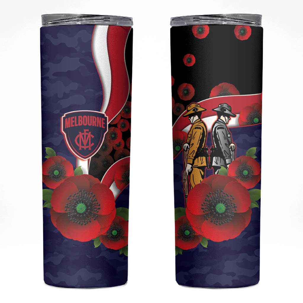 Melbourne Demons ANZAC Personalised Skinny Tumbler Lest We Forget Poppy Camo