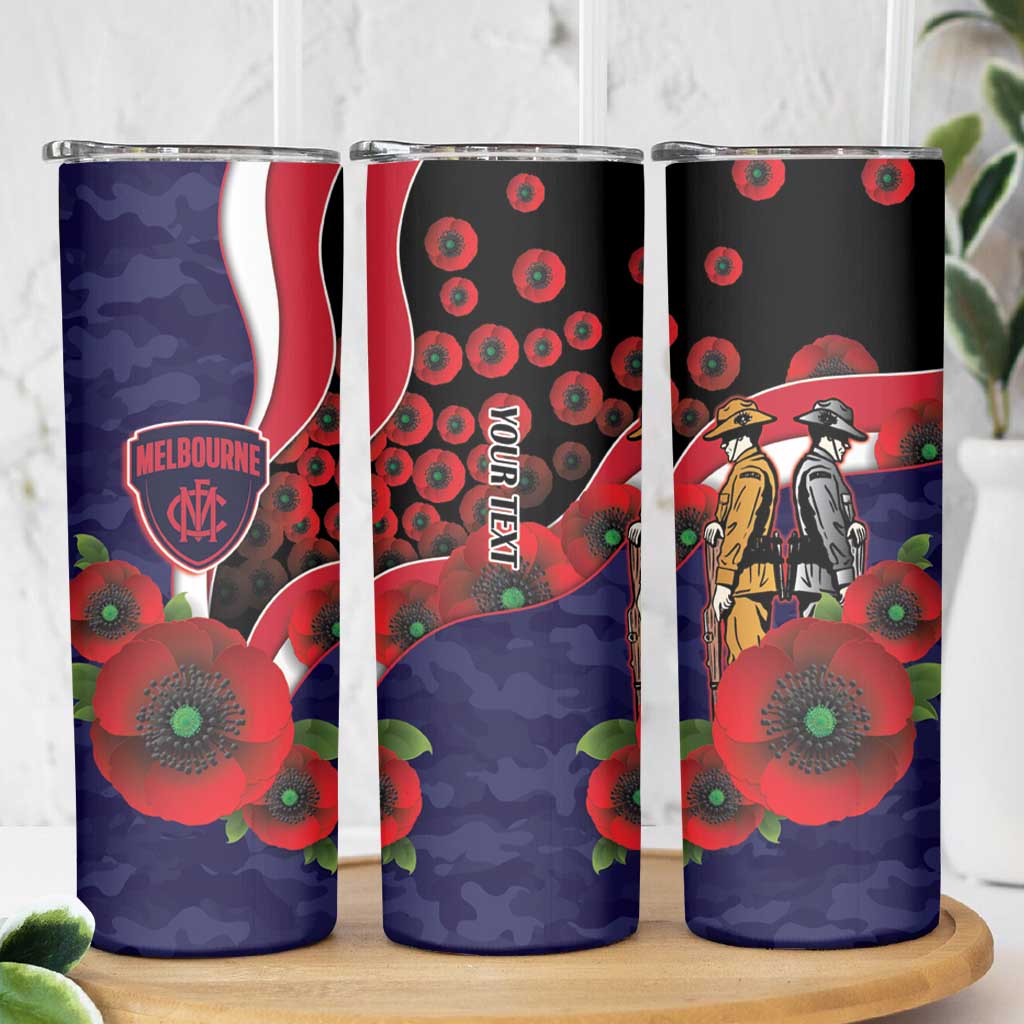 Melbourne Demons ANZAC Personalised Skinny Tumbler Lest We Forget Poppy Camo
