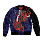 Melbourne Demons ANZAC Personalised Sleeve Zip Bomber Jacket Lest We Forget Poppy Camo