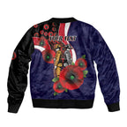 Melbourne Demons ANZAC Personalised Sleeve Zip Bomber Jacket Lest We Forget Poppy Camo