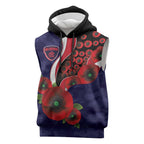 Melbourne Demons ANZAC Personalised Sleeveless Hoodie Lest We Forget Poppy Camo