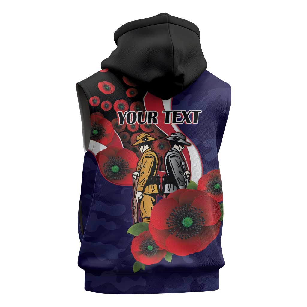 Melbourne Demons ANZAC Personalised Sleeveless Hoodie Lest We Forget Poppy Camo