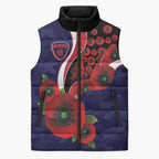 Melbourne Demons ANZAC Personalised Sleeveless Puffer Jacket Lest We Forget Poppy Camo