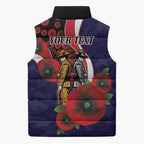 Melbourne Demons ANZAC Personalised Sleeveless Puffer Jacket Lest We Forget Poppy Camo