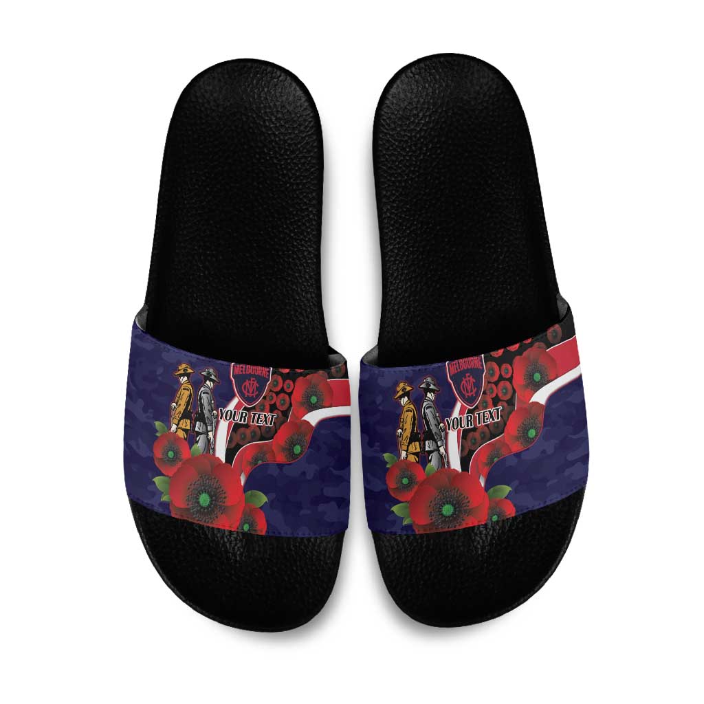 Melbourne Demons ANZAC Personalised Slide Sandals Lest We Forget Poppy Camo