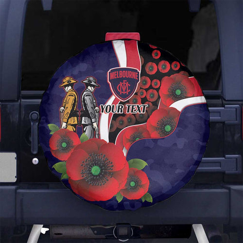 Melbourne Demons ANZAC Personalised Spare Tire Cover Lest We Forget Poppy Camo
