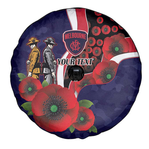 Melbourne Demons ANZAC Personalised Spare Tire Cover Lest We Forget Poppy Camo