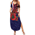 Melbourne Demons ANZAC Personalised Summer Maxi Dress Lest We Forget Poppy Camo