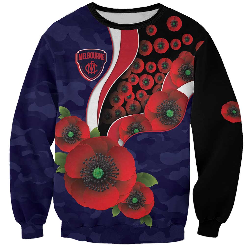 Melbourne Demons ANZAC Personalised Sweatshirt Lest We Forget Poppy Camo