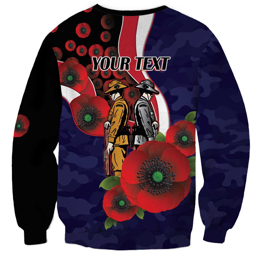 Melbourne Demons ANZAC Personalised Sweatshirt Lest We Forget Poppy Camo