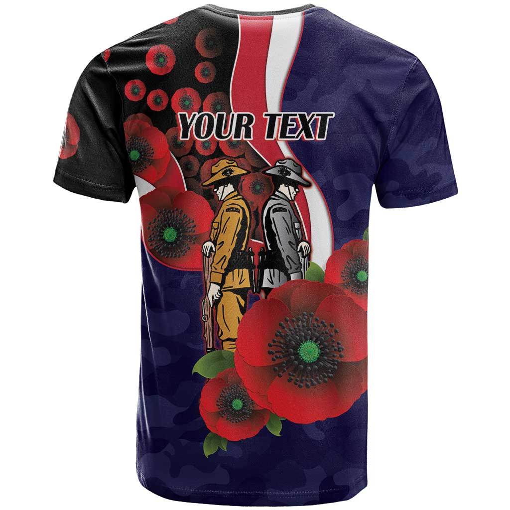 Melbourne Demons ANZAC Personalised T Shirt Lest We Forget Poppy Camo