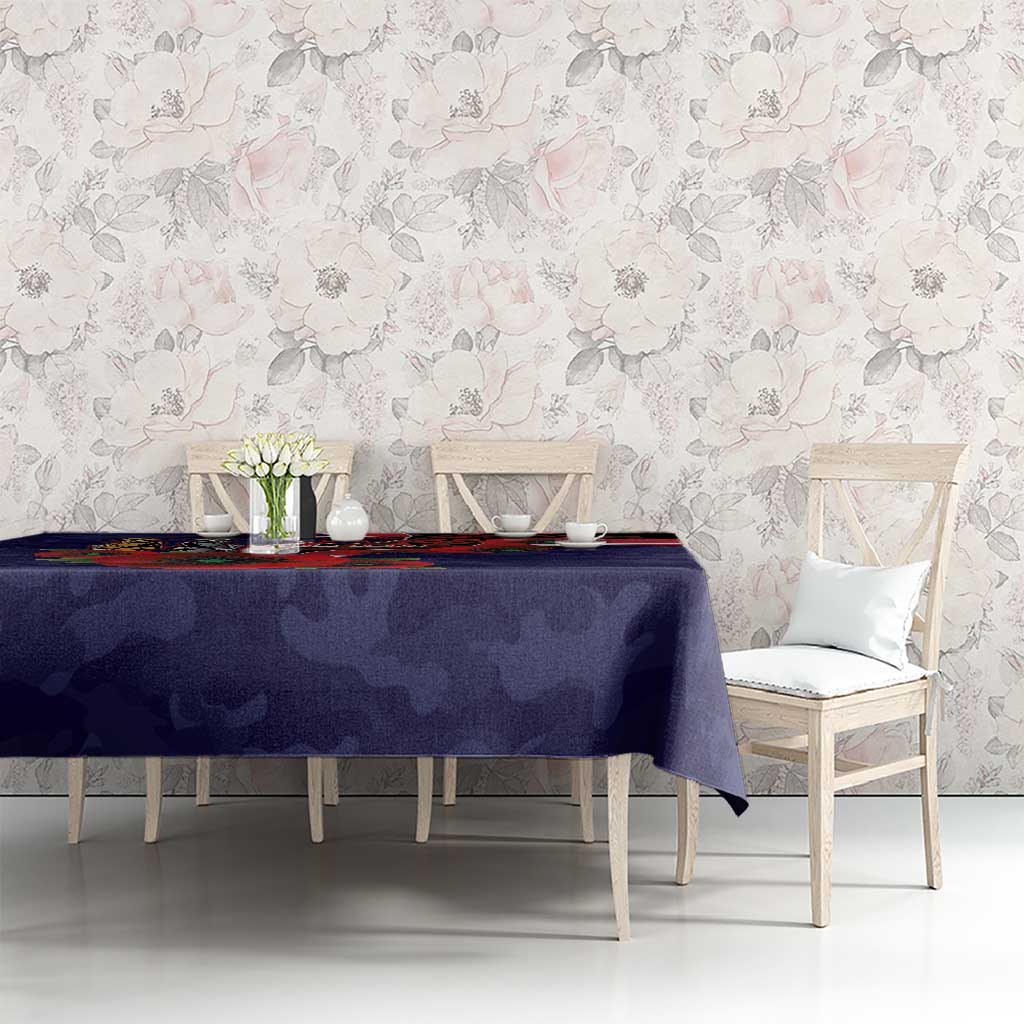 Melbourne Demons ANZAC Personalised Tablecloth Lest We Forget Poppy Camo