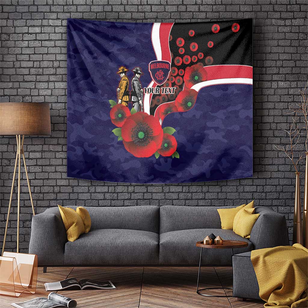 Melbourne Demons ANZAC Personalised Tapestry Lest We Forget Poppy Camo