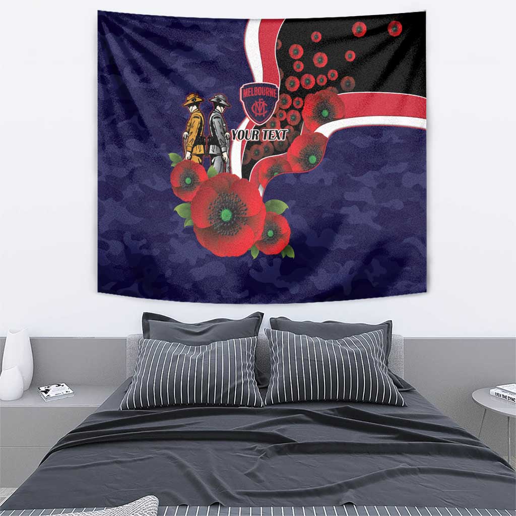 Melbourne Demons ANZAC Personalised Tapestry Lest We Forget Poppy Camo