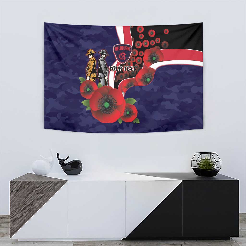 Melbourne Demons ANZAC Personalised Tapestry Lest We Forget Poppy Camo