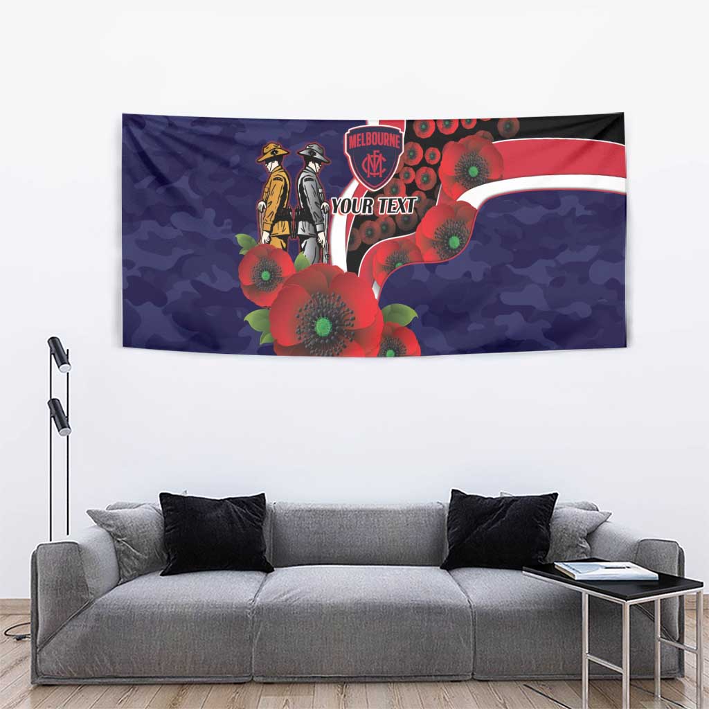 Melbourne Demons ANZAC Personalised Tapestry Lest We Forget Poppy Camo