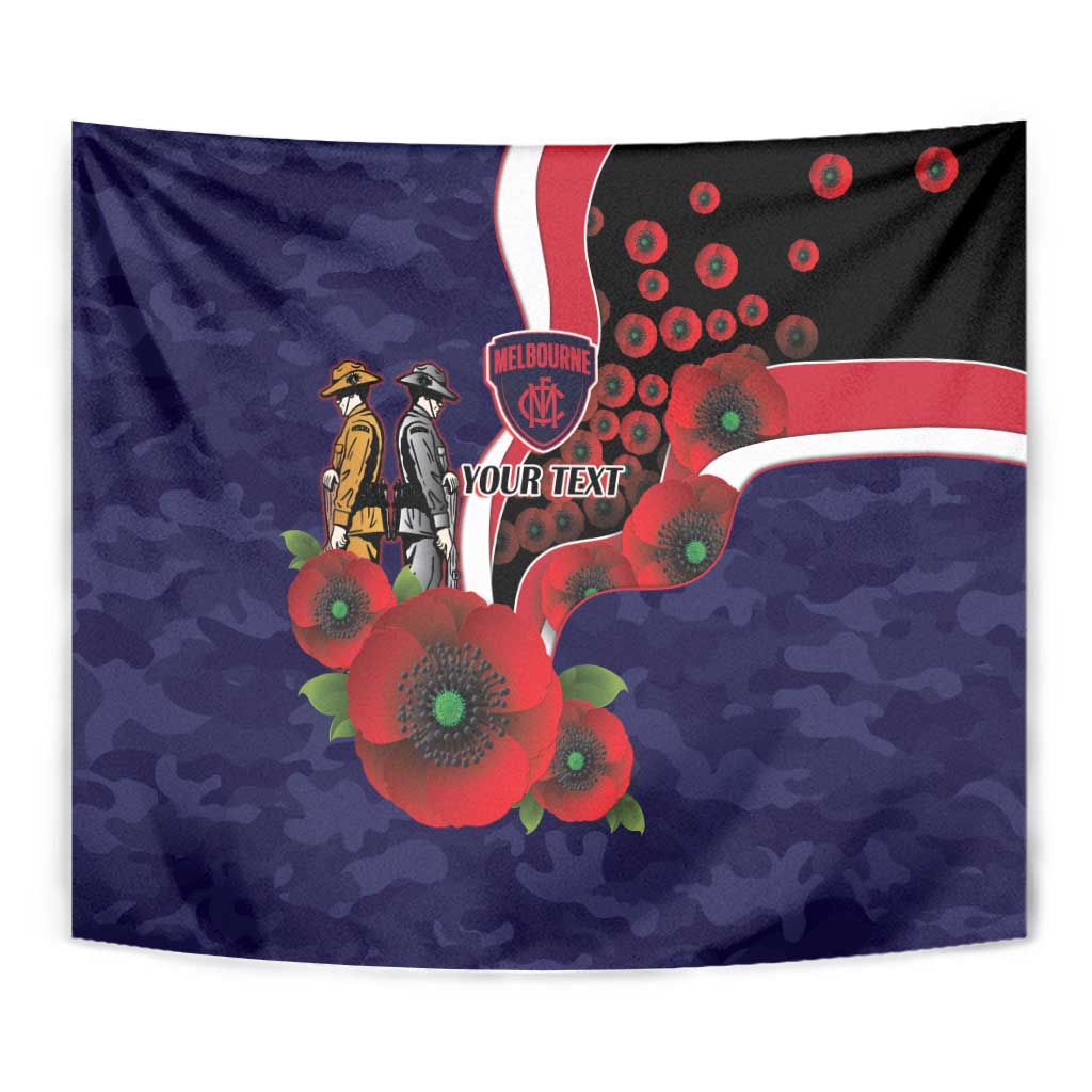 Melbourne Demons ANZAC Personalised Tapestry Lest We Forget Poppy Camo