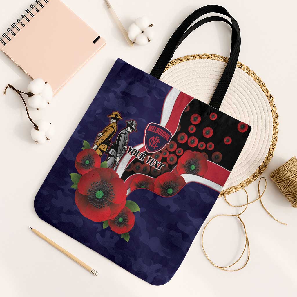Melbourne Demons ANZAC Personalised Tote Bag Lest We Forget Poppy Camo