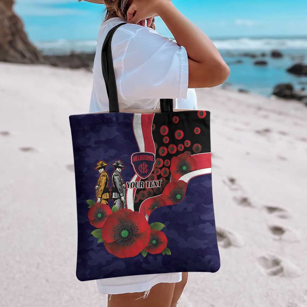 Melbourne Demons ANZAC Personalised Tote Bag Lest We Forget Poppy Camo