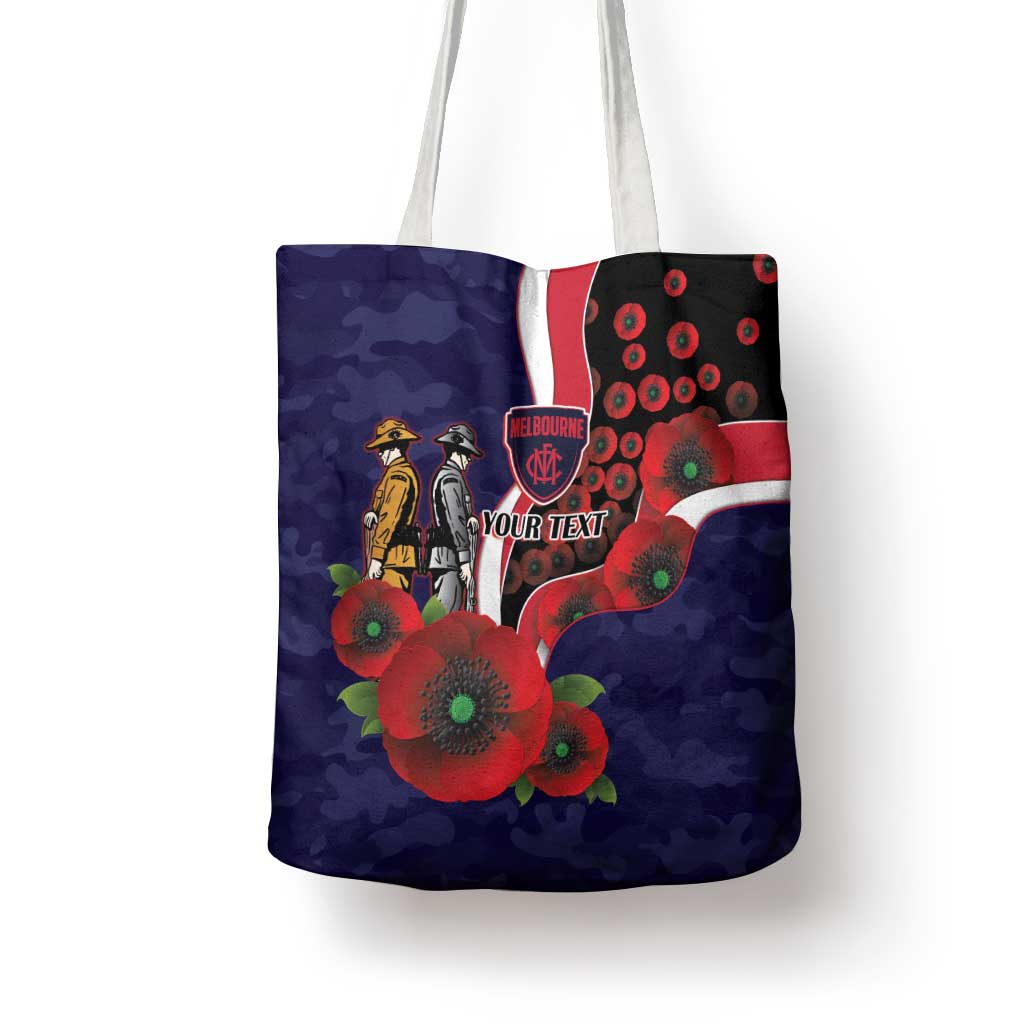 Melbourne Demons ANZAC Personalised Tote Bag Lest We Forget Poppy Camo