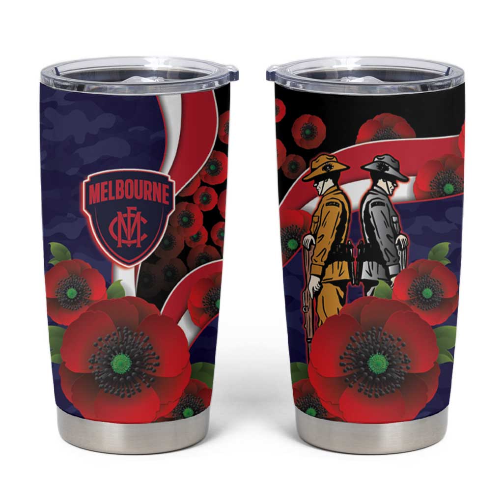 Melbourne Demons ANZAC Personalised Tumbler Cup Lest We Forget Poppy Camo