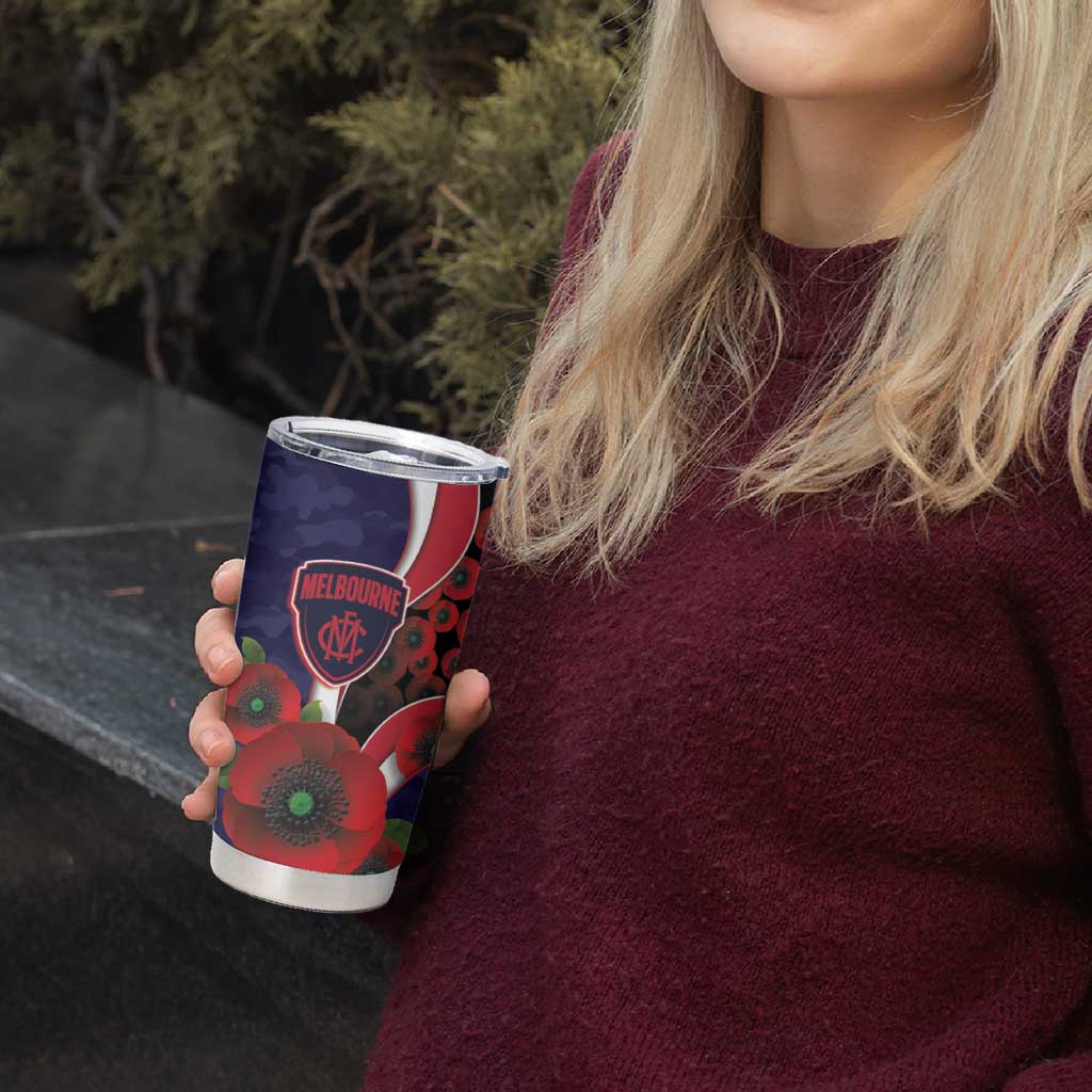 Melbourne Demons ANZAC Personalised Tumbler Cup Lest We Forget Poppy Camo