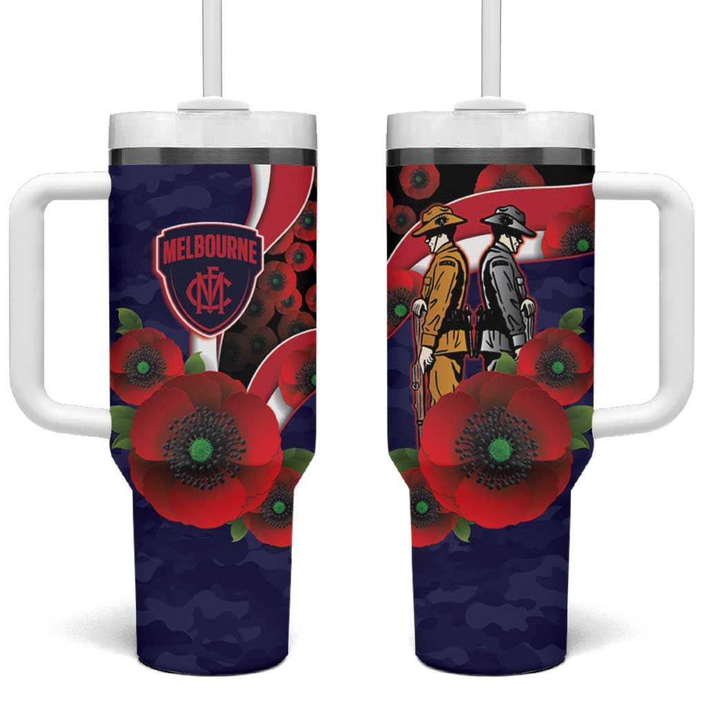 Melbourne Demons ANZAC Personalised Tumbler With Handle Lest We Forget Poppy Camo