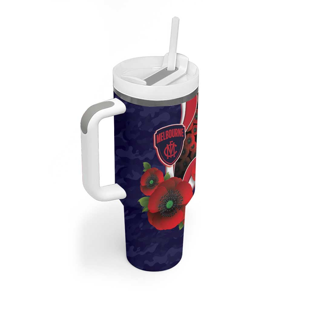 Melbourne Demons ANZAC Personalised Tumbler With Handle Lest We Forget Poppy Camo