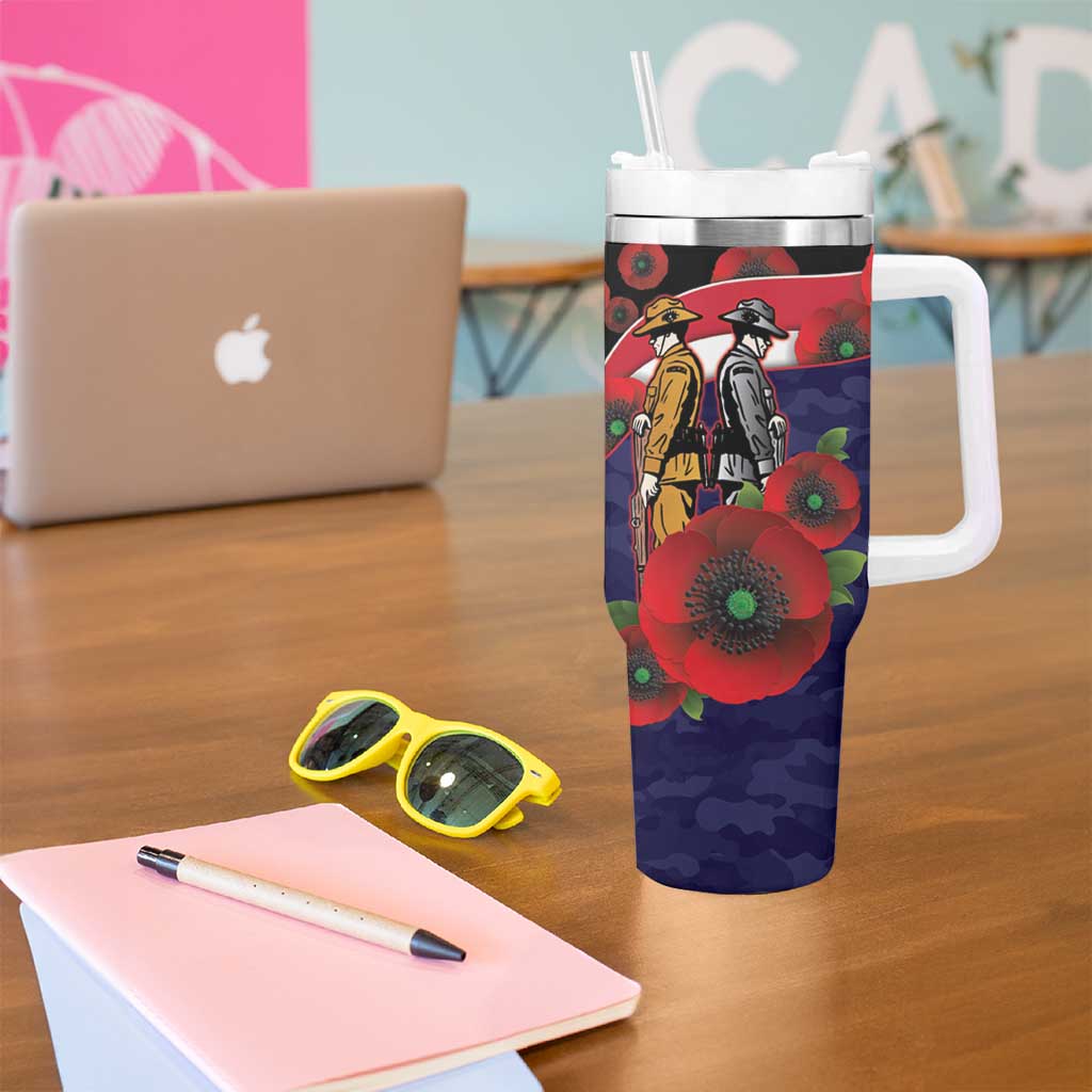 Melbourne Demons ANZAC Personalised Tumbler With Handle Lest We Forget Poppy Camo
