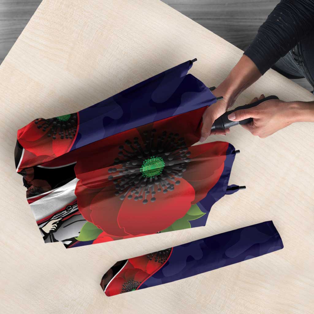 Melbourne Demons ANZAC Personalised Umbrella Lest We Forget Poppy Camo