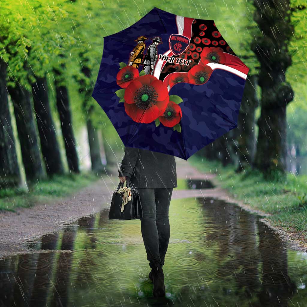 Melbourne Demons ANZAC Personalised Umbrella Lest We Forget Poppy Camo