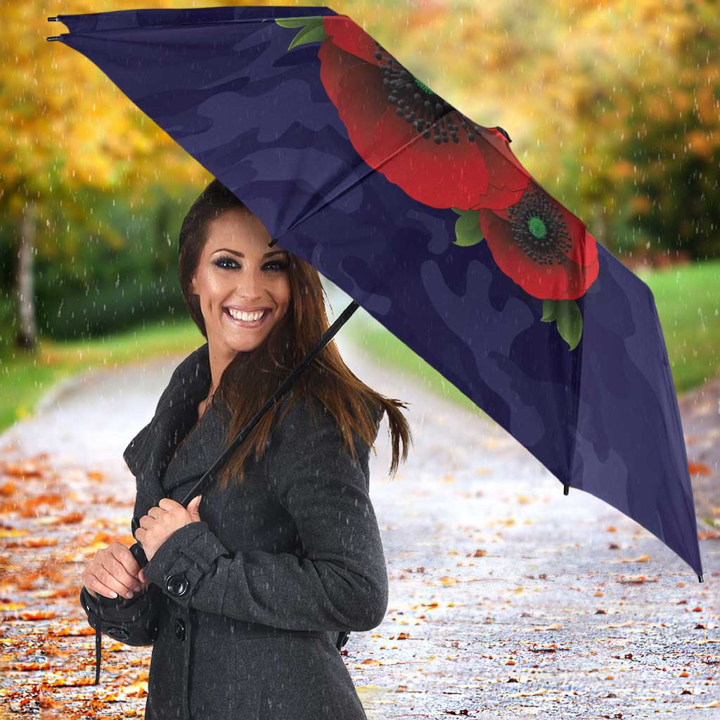 Melbourne Demons ANZAC Personalised Umbrella Lest We Forget Poppy Camo
