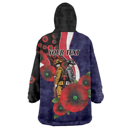Melbourne Demons ANZAC Personalised Wearable Blanket Hoodie Lest We Forget Poppy Camo