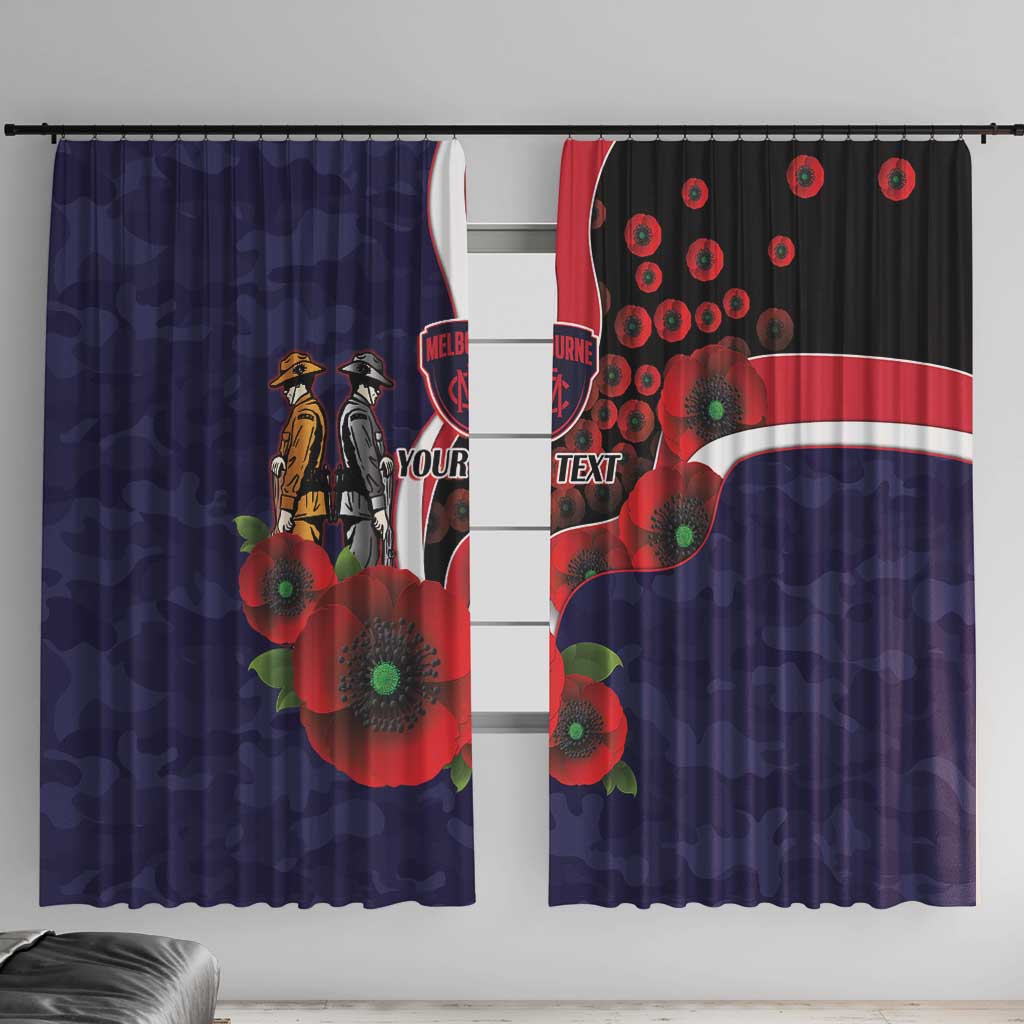 Melbourne Demons ANZAC Personalised Window Curtain Lest We Forget Poppy Camo