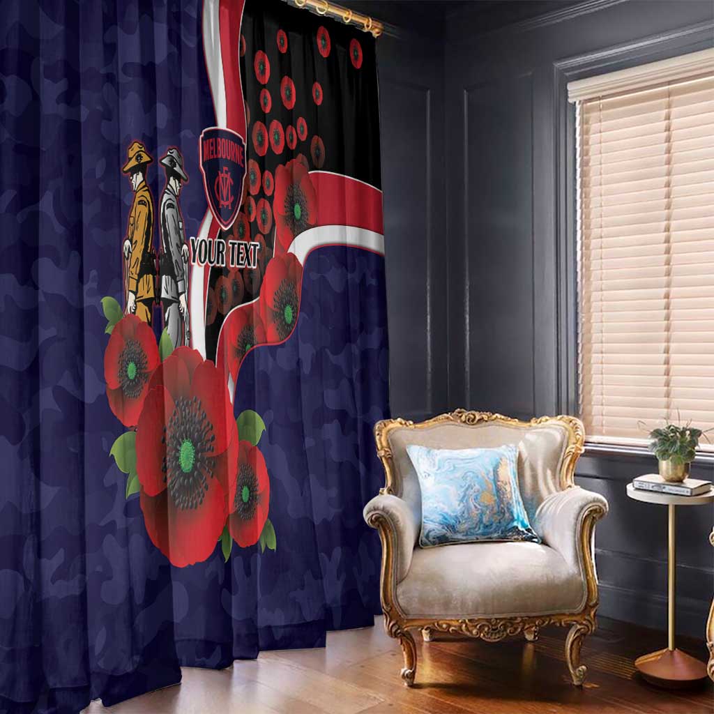 Melbourne Demons ANZAC Personalised Window Curtain Lest We Forget Poppy Camo
