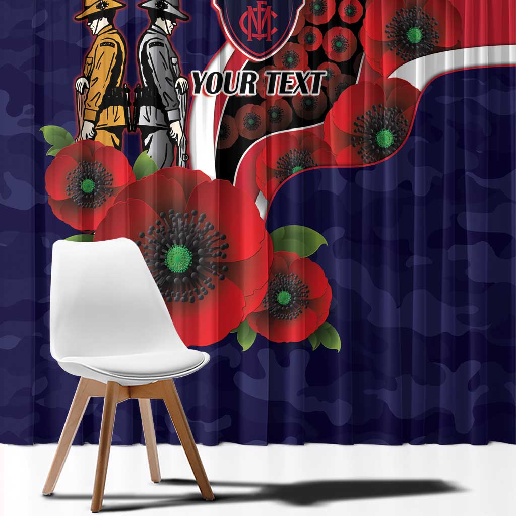 Melbourne Demons ANZAC Personalised Window Curtain Lest We Forget Poppy Camo