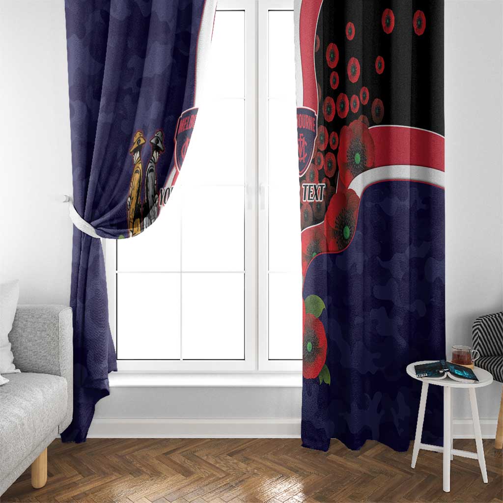 Melbourne Demons ANZAC Personalised Window Curtain Lest We Forget Poppy Camo
