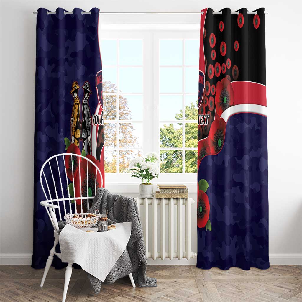 Melbourne Demons ANZAC Personalised Window Curtain Lest We Forget Poppy Camo