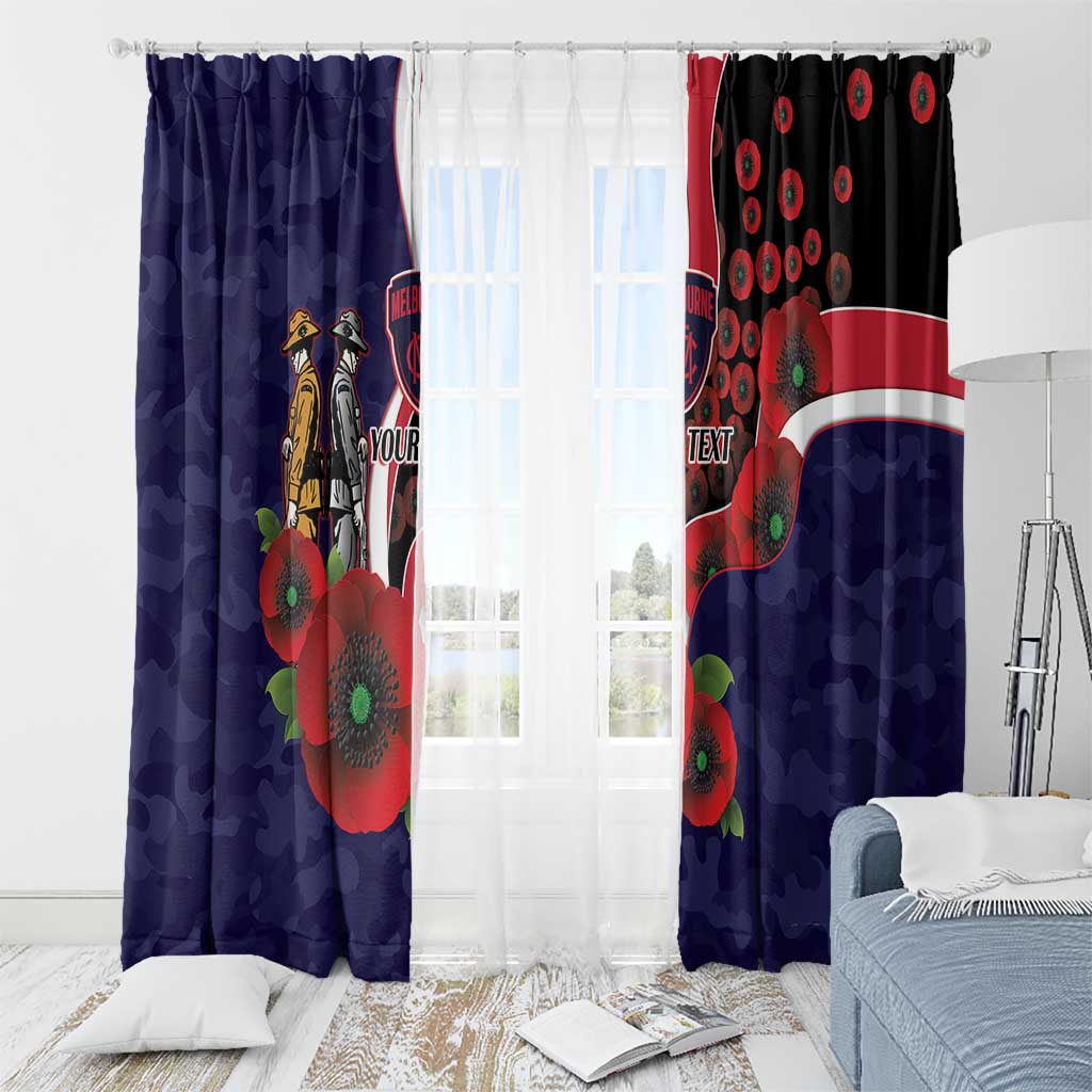 Melbourne Demons ANZAC Personalised Window Curtain Lest We Forget Poppy Camo