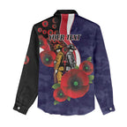 Melbourne Demons ANZAC Personalised Women Casual Shirt Lest We Forget Poppy Camo