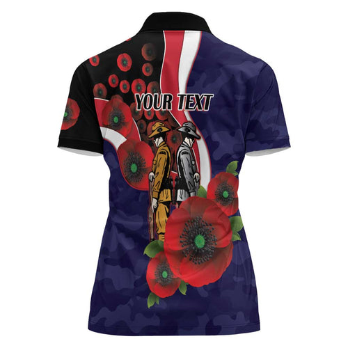 Melbourne Demons ANZAC Personalised Women Polo Shirt Lest We Forget Poppy Camo
