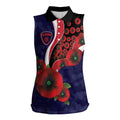 Melbourne Demons ANZAC Personalised Women Sleeveless Polo Shirt Lest We Forget Poppy Camo