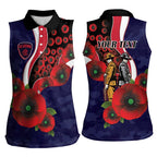 Melbourne Demons ANZAC Personalised Women Sleeveless Polo Shirt Lest We Forget Poppy Camo