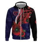 Melbourne Demons ANZAC Personalised Zip Hoodie Lest We Forget Poppy Camo