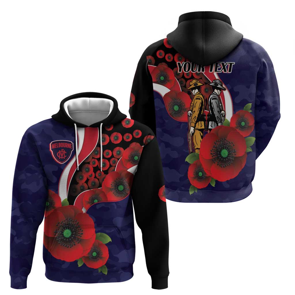 Melbourne Demons ANZAC Personalised Zip Hoodie Lest We Forget Poppy Camo