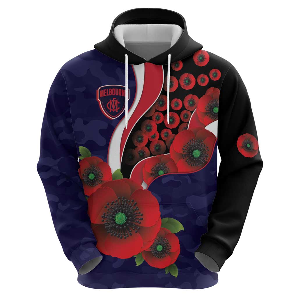 Melbourne Demons ANZAC Personalised Zip Hoodie Lest We Forget Poppy Camo