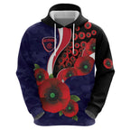 Melbourne Demons ANZAC Personalised Zip Hoodie Lest We Forget Poppy Camo